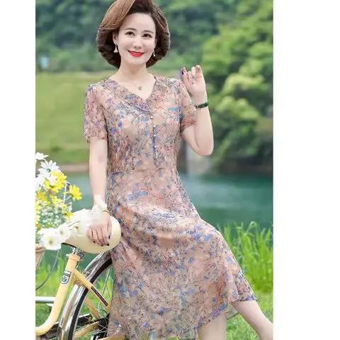 Robe longue longueur genou, nouveau Style à la mode et élégant pour les mères, robe d'été