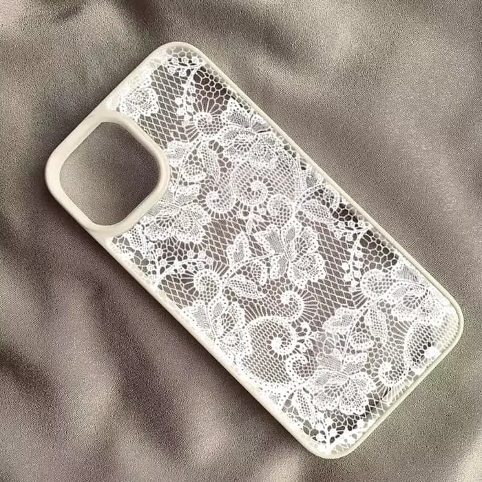 Coque de téléphone vintage en dentelle blanche à motifs floraux pour iPhone 17 16 15 14 11 12 13 Pro