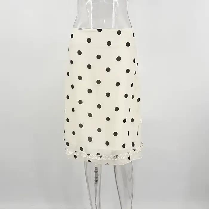Jupes d'été à pois pour femmes, jupes imprimées transparentes, décontractées, pour fête, club, stree