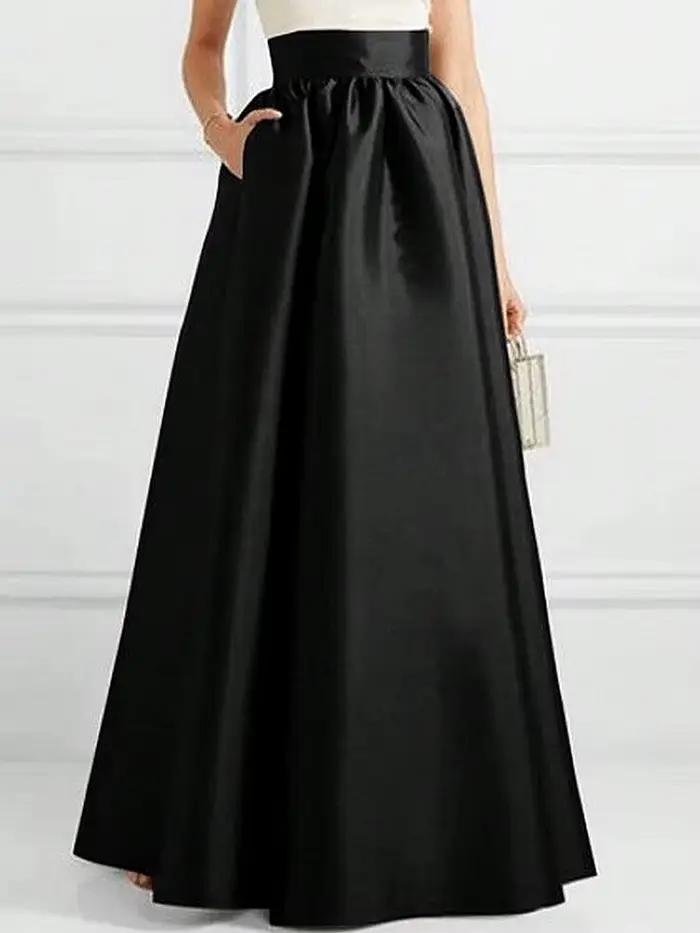 Jupes longues trapèze élégantes pour femmes, jupe Maxi de fête lisse en Polyester de haute qualité a