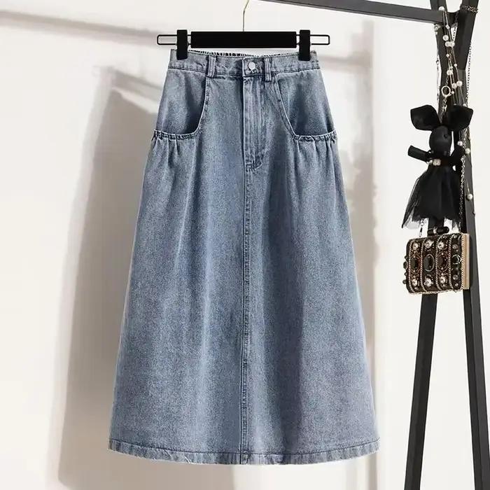 Jupe longue en Denim taille haute pour femmes, nouvelle collection printemps 2021, Style Vintage, co