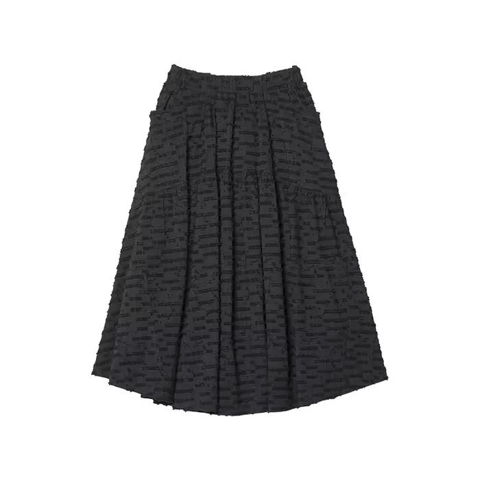 Jupe à texture monochromatique, taille ajustable, essentielle pour 3 saisons, style chic et décontra