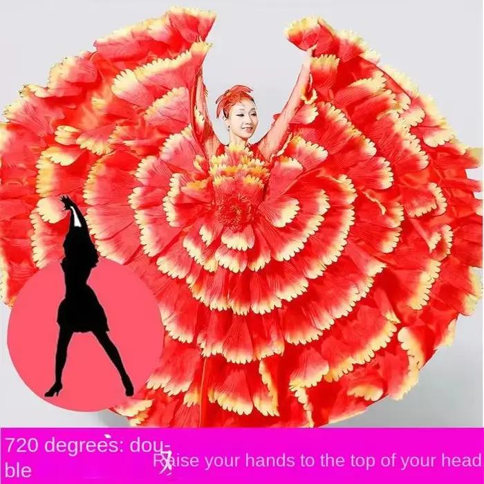 Jupe de danse gitane pour femmes, danse du ventre espagnole, grand pétale, Costume de spectacle sur 