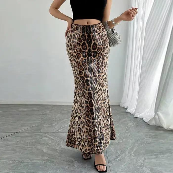 Jupe imprimée léopard pour femmes, nouvelle mode d'été printemps, polyvalente, élégante, Patchwork d