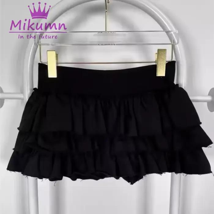 Mikumn-Mini jupe plissée à volants taille haute pour femmes, jupes de gâteau, mode coréenne, Harajuk