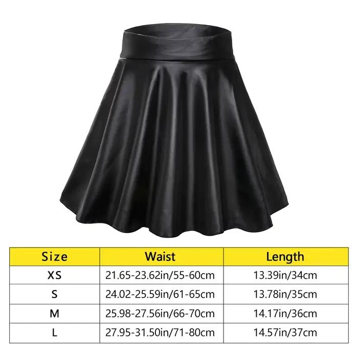 Jupes en Faux cuir pour femmes, Mini jupe courte élastique taille haute, polyvalente pour patineuse,