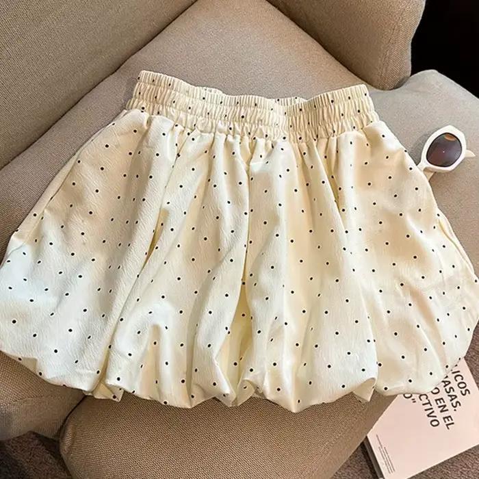 Demi-jupe à pois pour femmes, jupe bouffante, taille haute, ligne a, petite jupe plissée anti-exposi