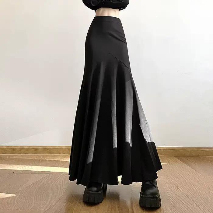 Jupes noires taille haute pour femmes, grand pendule, Slim, moulante, queue de poisson, Streetwear, 