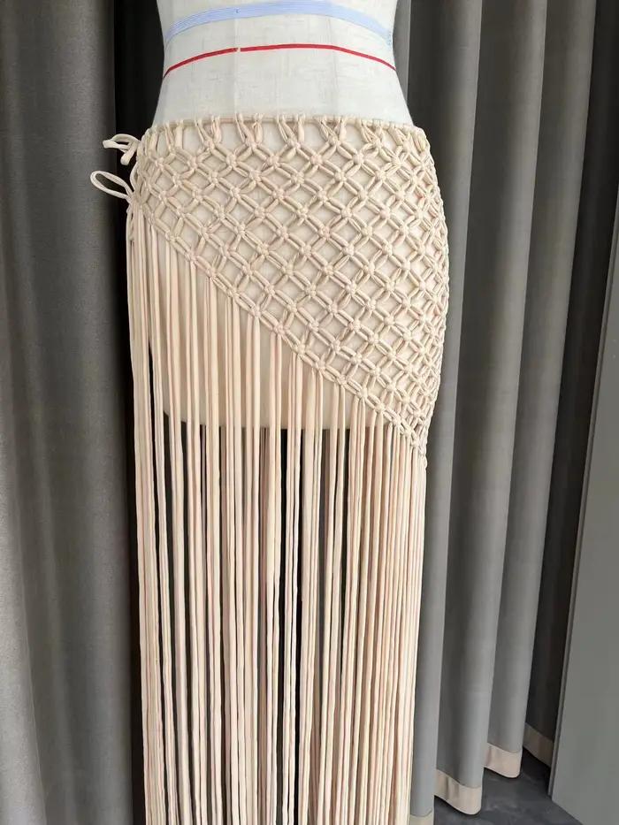 Jupes à pampilles crochetées à la main pour femmes, couvertures de plage sexy, côté haut, mode