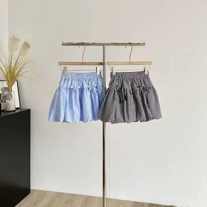 Mini-jupe bouffante à carreaux, nouvelle collection été 2026, taille haute, anti-transparence