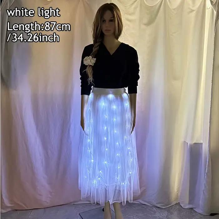 Jupe Tutu lumineuse LED pour filles adultes, jupe en maille lumineuse blanche, Costumes lumineux pou