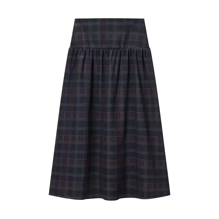 HH femme jupe costume mode Plaid manches longues simple boutonnage col en V chemise hauts + Chic tai