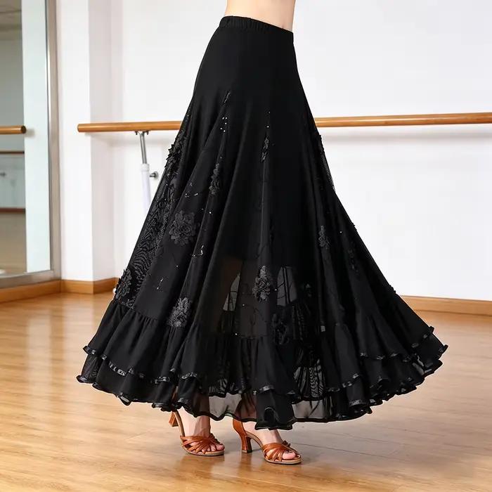 Jupe de danse flamenco élégante pour femme, longue et ample, pour la danse latine, les soirées dansa