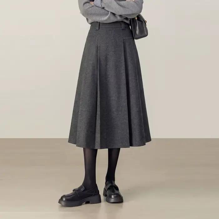 Jupe en laine mélangée SENTUBILA pour femme, nouvelle collection 2026, tenue de bureau, jupe longue 