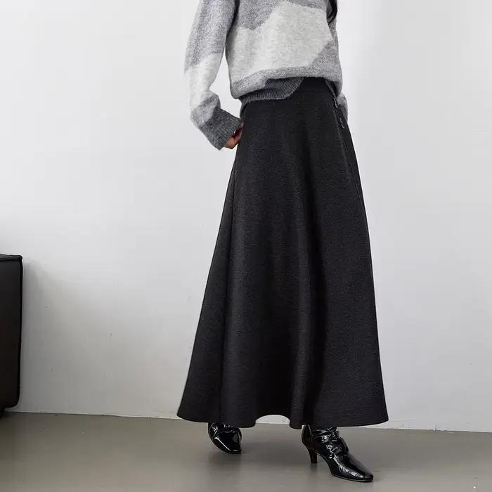 Jupes longues VIMLY pour femme, collection Hiver 2026, décontractées, taille haute, coupe trapèze, b