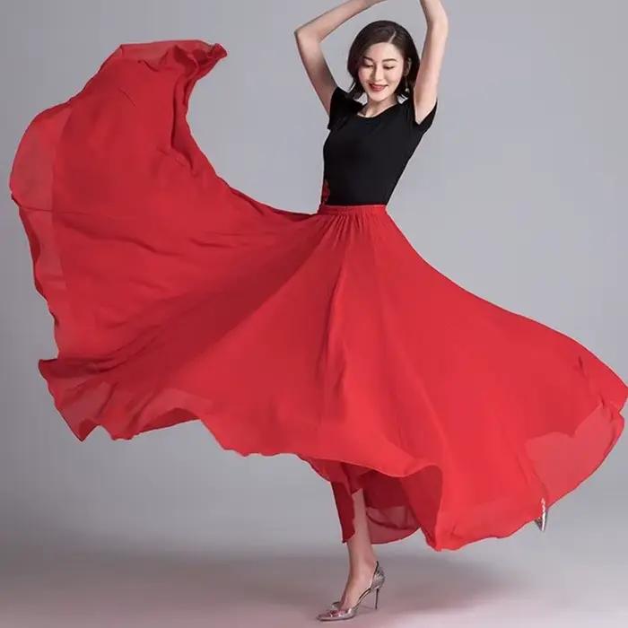 Jupe longue en mousseline 720 degrés pour femme, idéale pour la danse du ventre, le ballet et l'entr