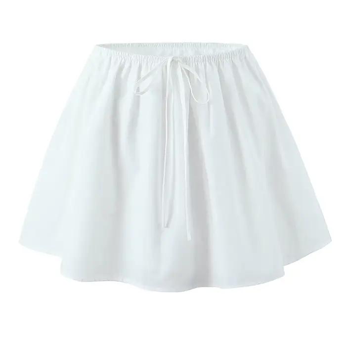 Mini jupes froncées pour femmes, jupe crayon vintage, short avant, blanc Kawaii, mode japonaise Y2k,