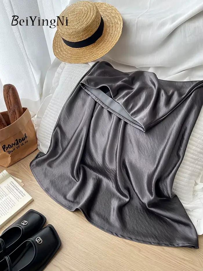 Beiyingni français Vintage femmes Satin jupe élégante luxe nouvelle mode coupe ajustée bureau dames 