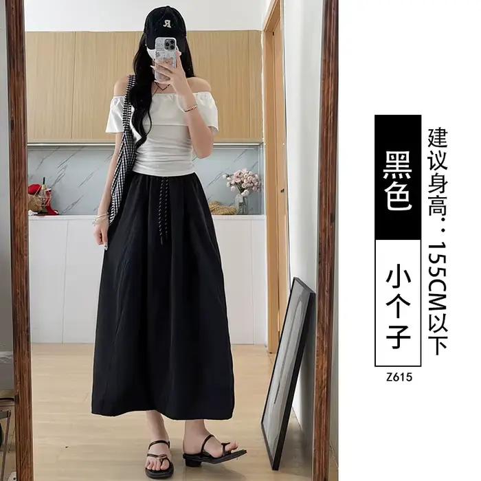 Jupe décontractée trapèze courte pour femme, style tenue de travail, jupe longue d'été couleur citro
