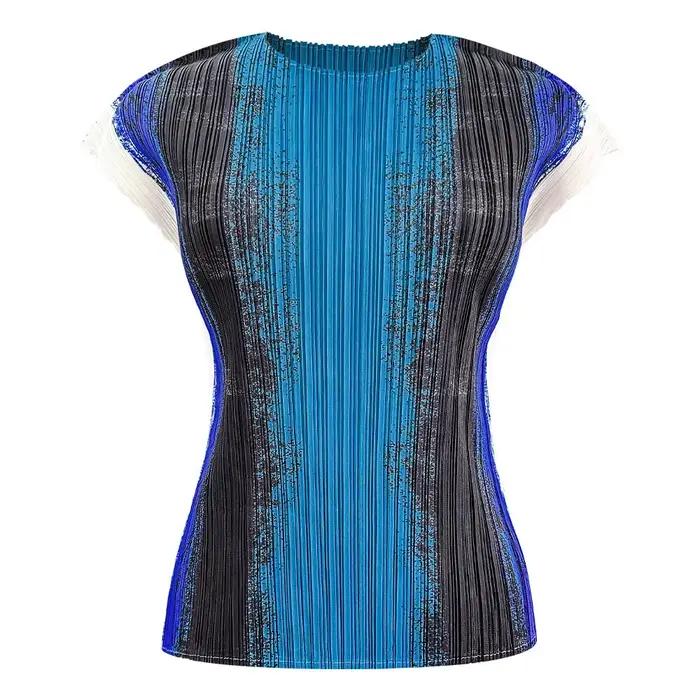 Jupe Midi Plissée YUDX Bleu Blanc Noir Art Graffiti – Pièce Essentielle Tendance Artistique Moderne 