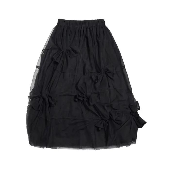 Jupe mi-longue à nœud noir pour femme, imakokoni, décontractée d'été, douce, en maille légère, jupe 