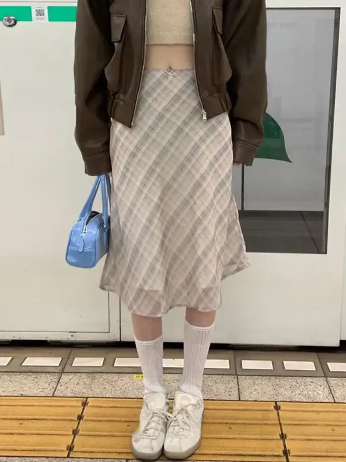 Mini-jupe à carreaux gothique pour femmes, style Y2K Harajuku, coupe ajustée, jupe courte tendance, 