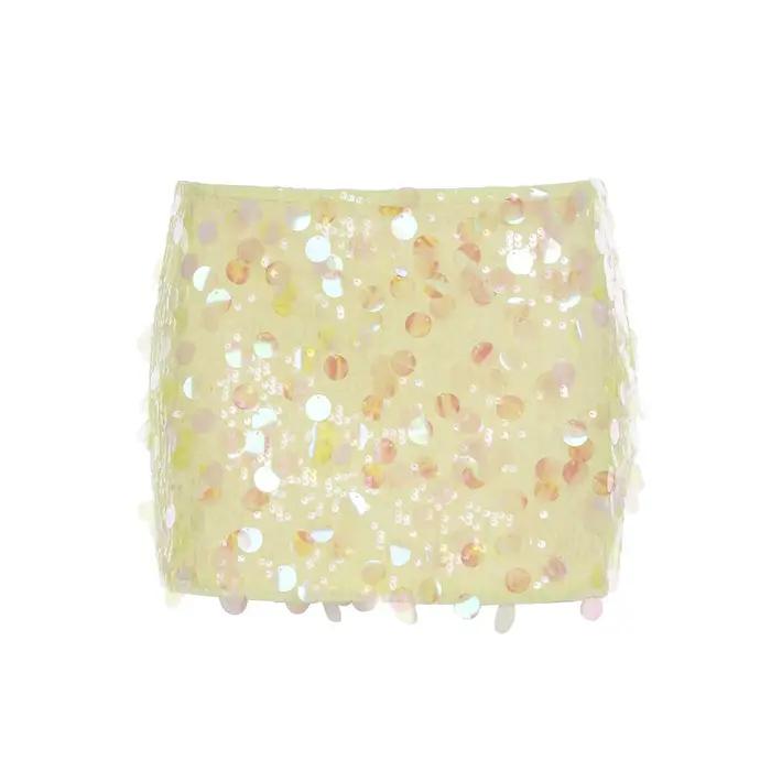 Jupe plissée tissée patchwork de paillettes sexy pour fille épicée, jupe trapèze polyvalente à la mo