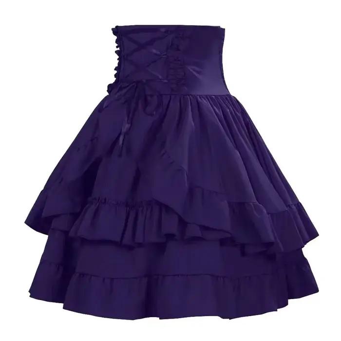 Jupe Lolita Gothique Médiévale Rétro Y2K pour Femme, Jupe à Volants Superposés Moelleuse, Jupe de Co