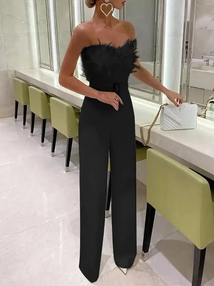 Combinaison longue droite décontractée pour femme, poitrine ronde, blanc élégant, compromis, mode fé