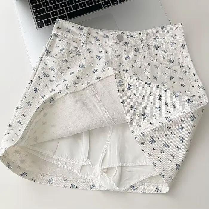 Jupe en jean florale d'été pour femmes Y2k, taille haute, moulante, ligne a, Simple, assortie avec t