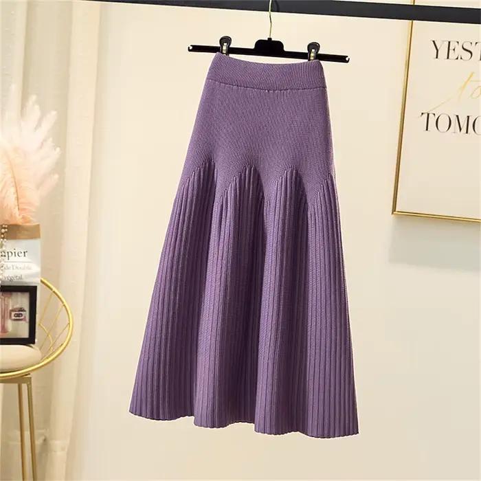 Jupe trapèze plissée mi-longue noire pour femme, vintage, mince, décontracté, solide, document, vête