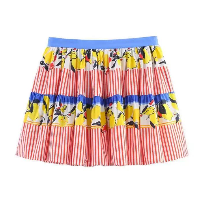 Mini-jupe tendance à imprimé floral d'été, style court, sexy, en tissu polyester, coupe trapèze, sty