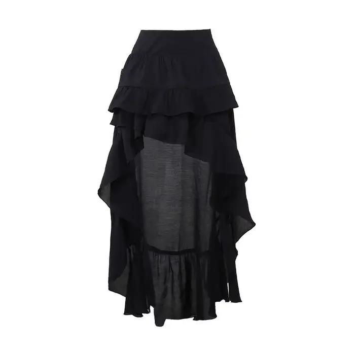 Jupes Goth Kawaii noires à volants, style rétro années 90, à ourlet irrégulier, pour soirée, mode fé
