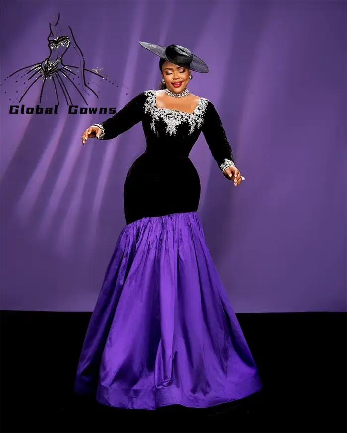 Robe de soirée élégante pour femme, robe de Rhlongue, appliques de perles, noir, carré N, violet, ch