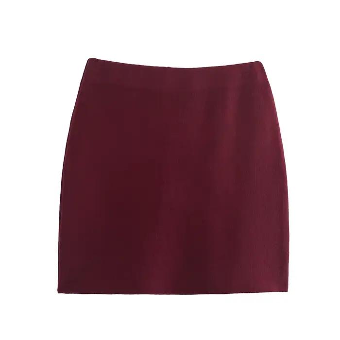 Costume jupe courte veste mince tricotée simple pour femme