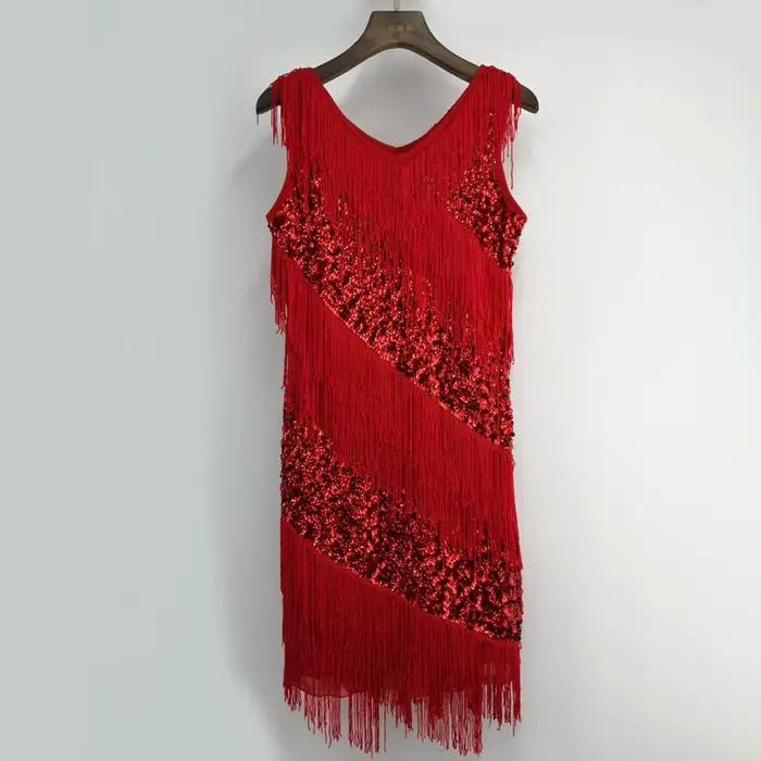 Jupe de spectacle de danse latine pour femmes adultes, Costume de scène de compétition Cha-Cha, robe