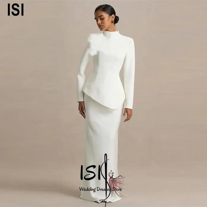 Robe de mariée élégante à col haut, manches longues, robe de mariée de haute qualité pour femmes, ro