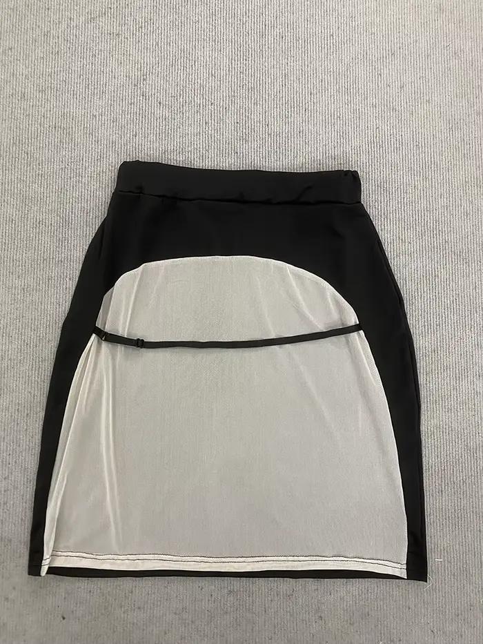 Jupe moulante classique polyvalente style rétro américain avec dos en maille transparente, sexy, éla