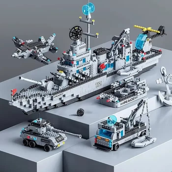 Blocs de construction de navire de guerre de 65 cm, super grand modèle de navire militaire, ensemble