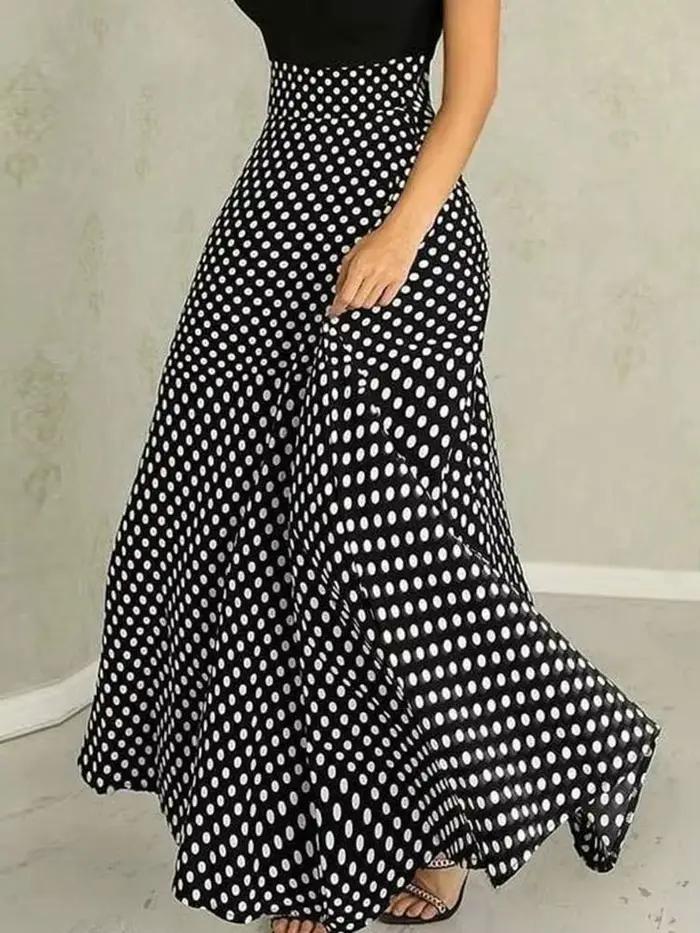 ZANZEA-Jupe trapèze taille haute pour femme, maxi, décontractée, à pois, élégante, bureau, vacances,