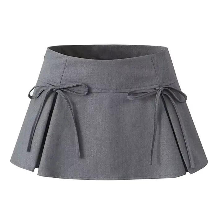 Mini-jupes avec nœud, jupe plissée ample, mini-jupe pour femme avec short intégré, printemps été 202