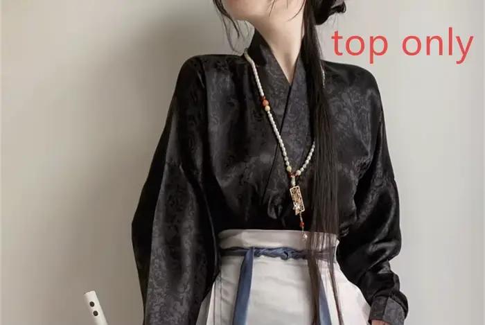Jupe Hanfu de Style chinois, Costume de la dynastie Mamianqun Ming, tissage doré ou imprimé, jupe vi