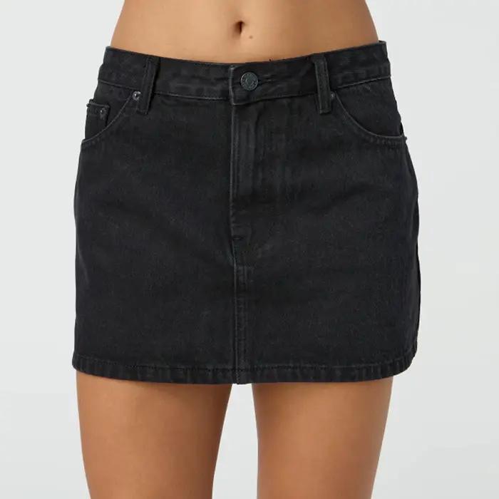 Vintage Denim Mini jupes pour femmes mode d'été taille haute droite courte Faldas décontracté Street