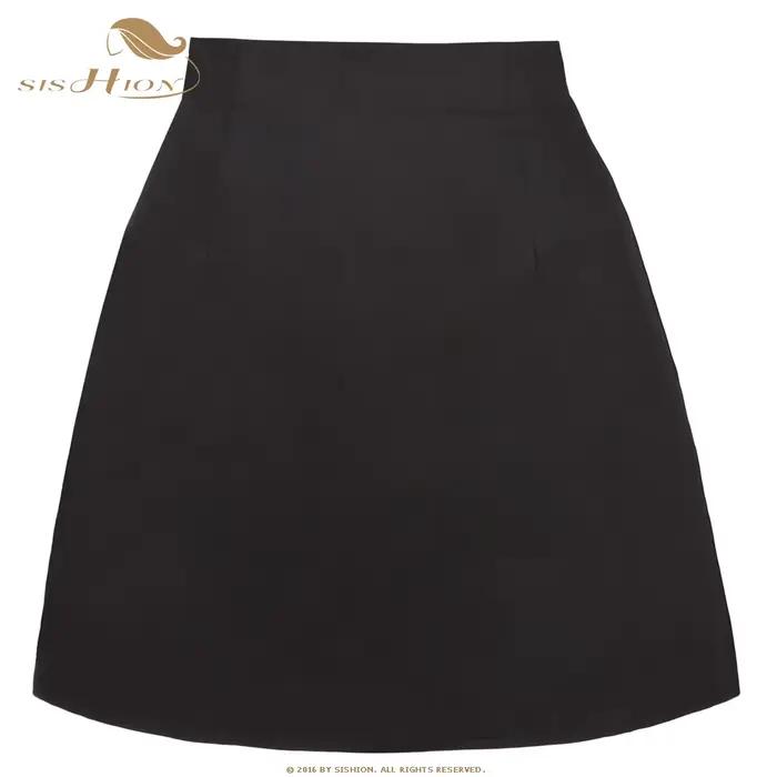 SISHION coton Sexy jupe noire SS0008 taille haute Vintage couleur unie Mini jupe jupe femme 2025 fem