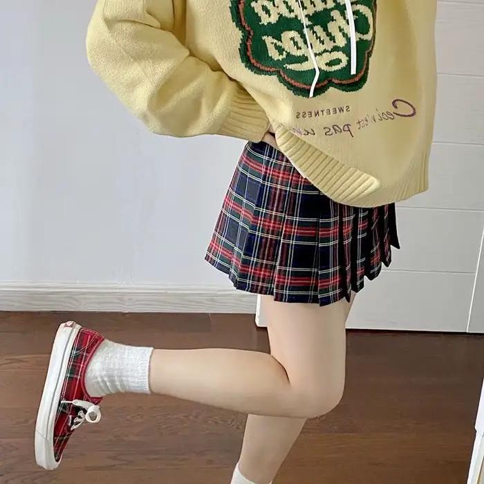 Mini Jupe Plissée à Carreaux pour Femme, Décontractée, Simple, Mode Coréenne, Style Preppy, Vintage,