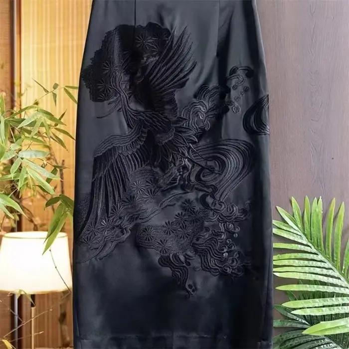 Jupes pour femmes printemps et automne Style chinois broderie tridimensionnelle Double couche taille