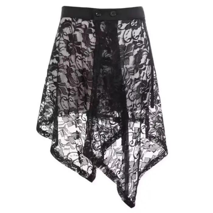 Sous-jupe en dentelle irrégulière, Anti-éblouissement, asymétrique, en maille, robe, Streetwear, tai
