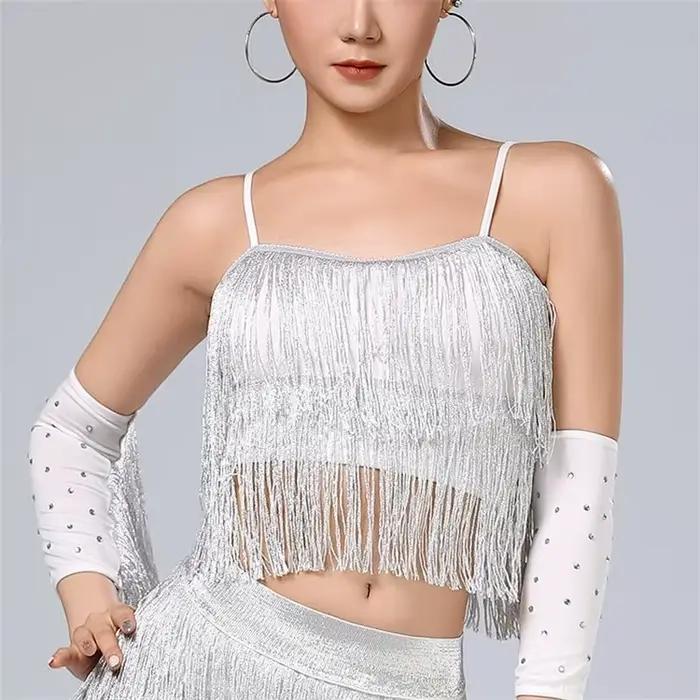 Jupe à franges de danse latine, vêtements d'entraînement de danse, Costume de spectacle sur scène de