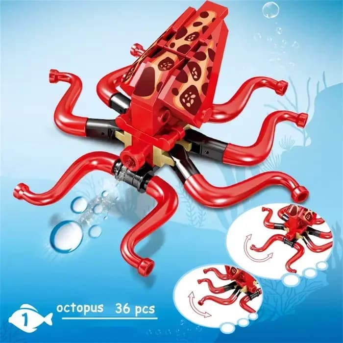 Jouets de blocs de construction du monde océanique, hippocampe construit en état, parfait pour les e