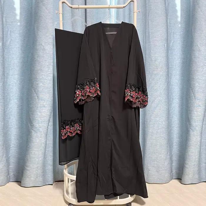 Robes pour femmes musulmanes, dentelle florale, perles, jalabiya, Eid, Maroc, kaftan, Islam, vestido